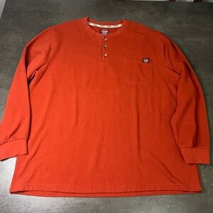 Wrangler Men's Orange Long Sleeve Henley Shirt